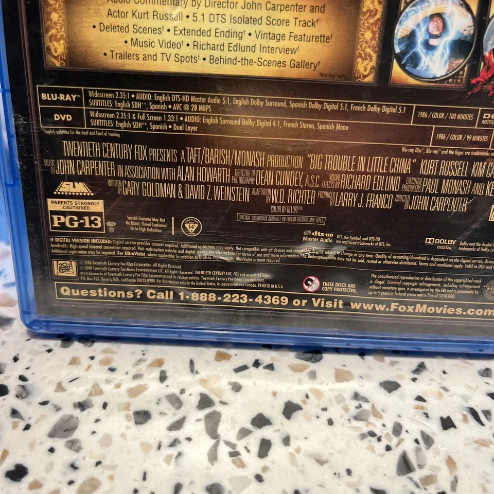 Big Trouble in Little China Blu-ray + DVD 2 Disc Set D7 - Image 4 of 4