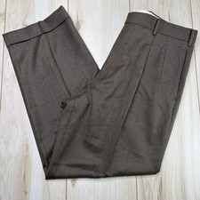 Brooks Brothers Madison Vitale Flannel Wool Dress Pants Mens 36x30 Brown