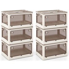 6-Pack Stackable Storage Bins w/Lids 34.5 Gal Collapsible Plastic Container Box