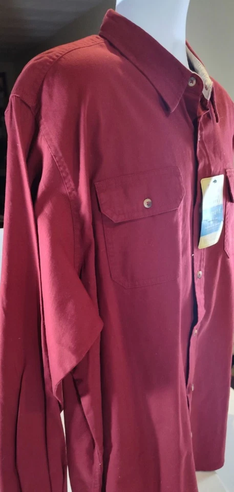 Мужская хлопковая рубашка Wrangler с длинным рукавом на пуговицах бордовая красная свободного покроя 2XL - Изображение 3 из 4