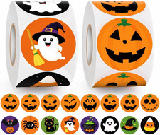 1000 Pcs Halloween Stickers - 1.5'' Pumpkin Stickers for Decorating