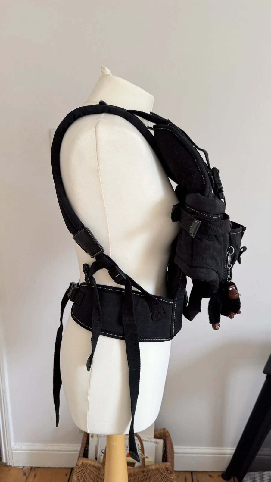 Kipling black BABY CARRIER CARRY SLING With Vincent Monkey