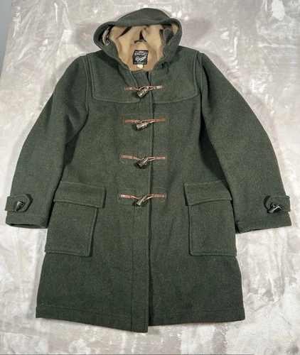 Vintage Gloverall Duffle Coat Mens 44 Green Wool Toggle Hooded British England image 2