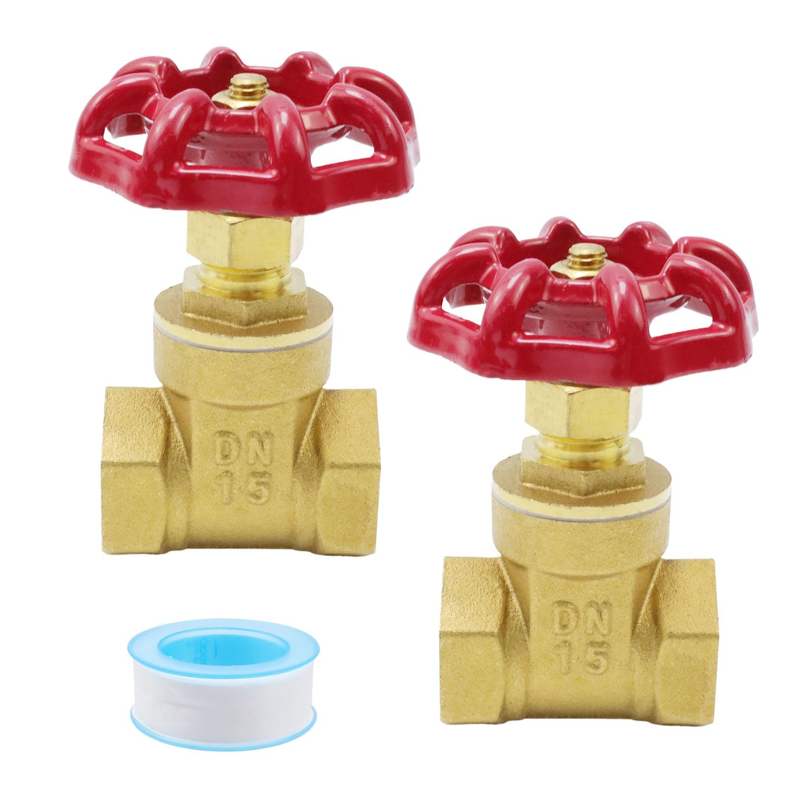 Antrader 1/2 Inch Gate Valve Brass,2Pcs DN15 Female with Wheel Handle Brass