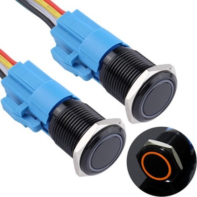 16MM Latching Push Button Switch Ring LED 12V 24V 1NO 1NC Self Locking