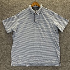 Duluth Trading Co Polo Shirt Mens XL Gray Stripe Relaxed Fit Cotton Short Sleeve