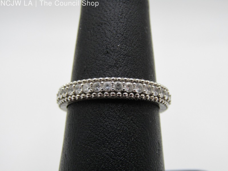 Judith Ripka Sterling Silver Cable Half Eternity Ring Size 7.5