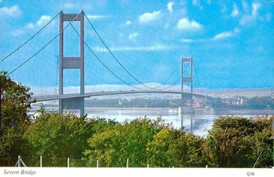 Severn Bridge over Estuary, c1950, Harvey Barton, Famous Places, Postcard