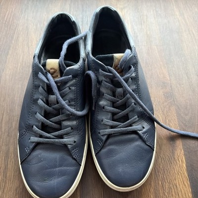 ECCO Danish Design Sneakers Shoes Navy Leather Travel Mens Size 43 US 9 9.5