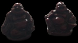 Set Of 2 Laughing Happy Red Resin Feng Shui Chinese Sculptured Buddahs 2 In