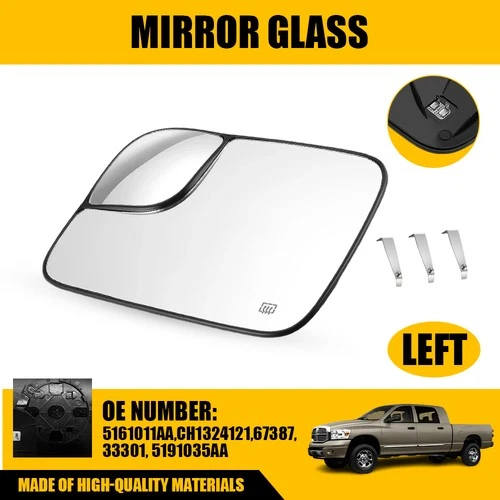 Heated Towing Mirror Glass Clear for Dodge Ram 1500 2500 3500 Driver Left Side