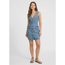 Express Denim Vest Mini Dress Button Front NWT XS Y2K Western Chic Summer Trend