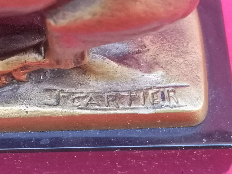 Jacques Cartier figurine bison bronze socle marbre TBE Haut 12 cms long 13,5 cms - Photo 3/4