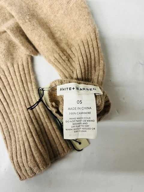 Guante blanco + Warren 100 % cachemir acanalado en lino brezo - NUEVO/VER DESCRIPCIÓN Foto 3 de 4