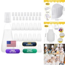 Vabean Kids Apron And Chef Hat Set Child Apron Fabric White Disposable Cooking