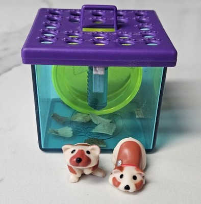VTG Kenner 1992 Littlest Pet Shop Hurrying Hamster with Two Hamsters in House