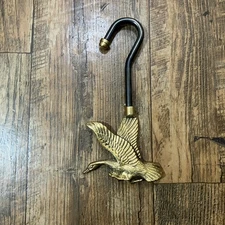 Vintage Brass Goose/Mallard Duck Fireplace Damper Pull Hook Hanger