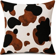Double-Sided Direct Printed Artwork Cow Print Decorative Throw Pillow 18x18"