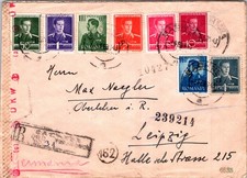ROMANIA 1943 WWII REG CENSORED COVER MULT FRANKED ADDR GERMANY POSTMARK BACHNEA