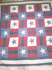 Handmade Vintage American Heartland Stars Cotton Patchwork quilt 80"x82" Read