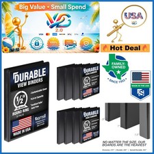 8 Pack Black 0.5 Inch Recycled Polypropylene 3 Ring Binders Presentation Office