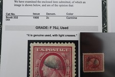 Scott 332 2c Carmine Washington PSE F 70J Used US Stamp