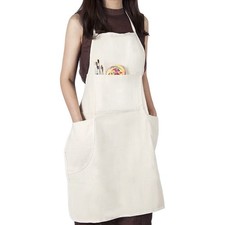 conda 100 Cotton Canvas Professional Bib Apron With 3 Pockets 1 pcs, Beige