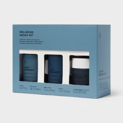 3pc Room Spray and Diffuser with Aloe and Bergamot Candle Gift Set - Threshold