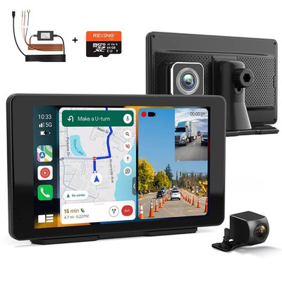 Rexing Wireless Multimedia Receiver CPDuo-7 - CarPlay + Android Auto + Dash Cam