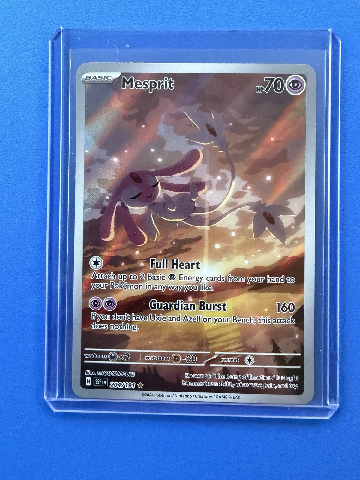 Pokémon TCG Mesprit 204/191SV08: Surging Sparks IR Holo Card NM Condition