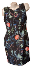 Tommy Hilfiger Black Floral Sheath Dress Scoop Neck Sleeveless Size 12