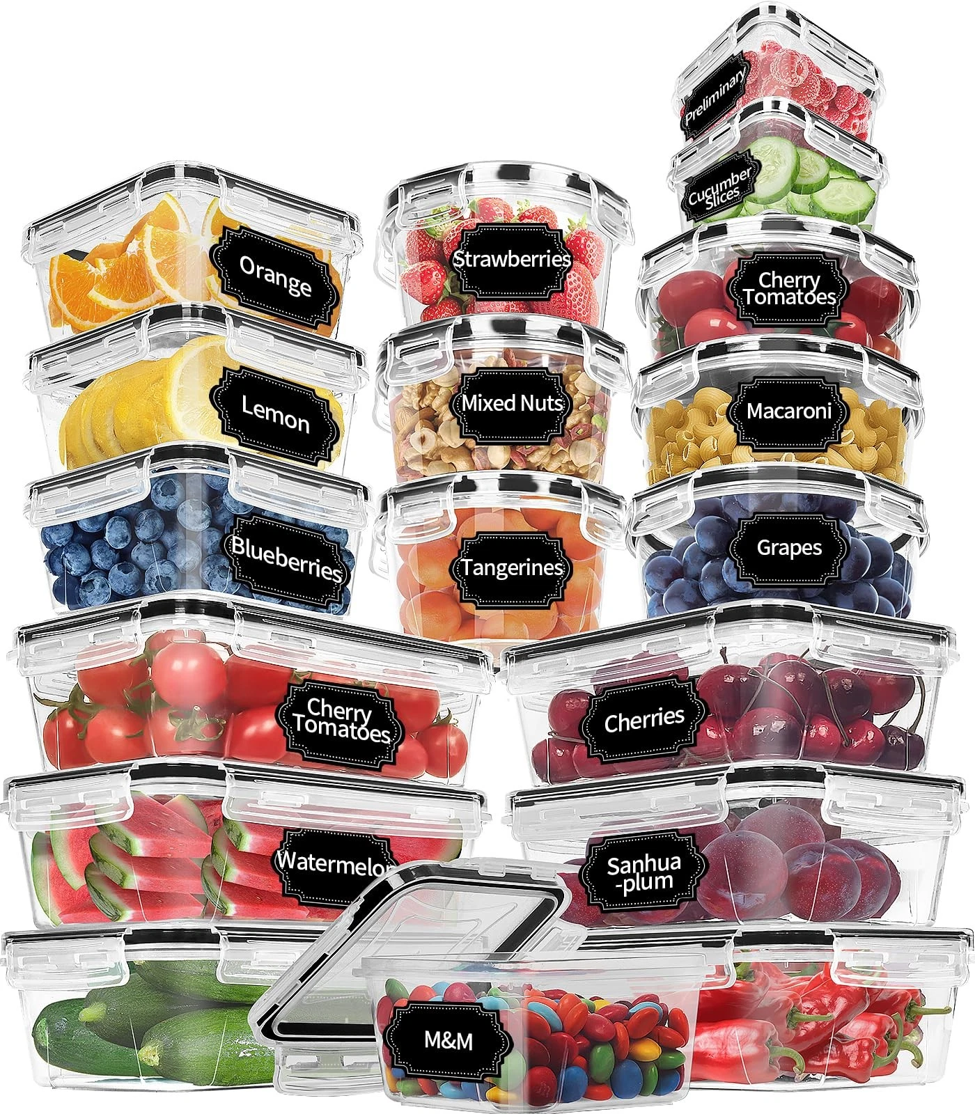 36 Pack Food Storage Containers (18 Airtight Kitchen Storage & 18 Lids), Plas...