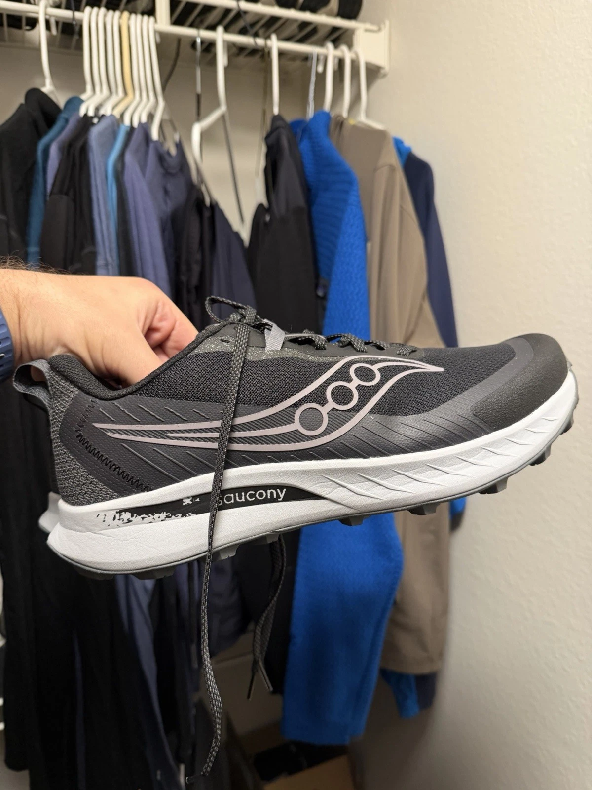 Saucony Peregrine 15 Men's Size 13 Wide Trail Running Shoes Black Grey