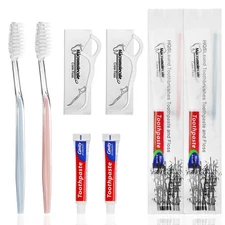 100 Pack Disposable Toothbrushes with Toothpaste Floss Individually Wrapped, ...