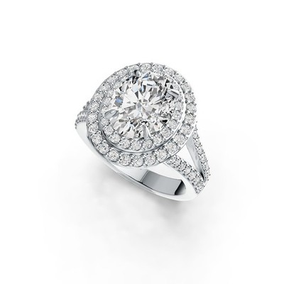Sterling Silver Semi Mount Ring Setting Oval OV 10X8mm Halo Split Shank