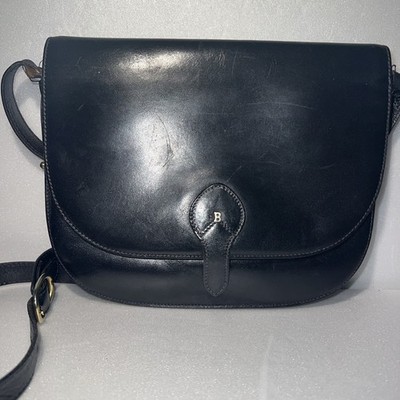 BALLY Vintage Handtasche Leder Tasche Schwarz Umhängetasche Crossbody Bastler 