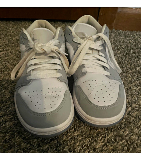 Nike Air Jordan 1 Low Top Leather Lace-Up Sneakers Gray/White Colorblock