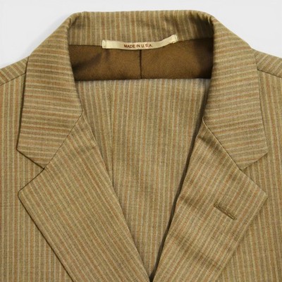 Hickey Freeman 2 Piece Suit 46L Milburn Brown Pinstripe Wool Double Vent