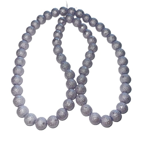 Glass Bead Strand Purple Metallic Textured 32" Long 14mm Beads Jewelry Craft