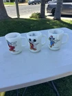 VTG Mickey & Minnie Mouse AND Mickey Pepsi Anchor Hocking Milk Glass Mug 3