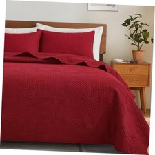 Red California King Quilt - 3 Pieces Bedspread Set - 118"x106"