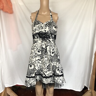 Hot Topic Black White Skull Halter Swing Dress Size Small | eBay Hot Topic Black White Skull Halter Swing Dress Size Small | eBay