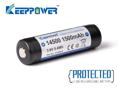 Keeppower 14500 - *1500mAh, 3,6V - 3,7V Li-Ion-Akku **PCB geschützt  P1450C4
