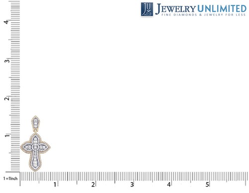 Baguette 7/10 CT Real Diamond Cross Pendant 1.5" 10K Yellow Gold - Picture 4 of 4