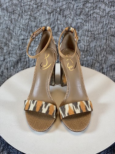 Sam Edelman Yaro Sandal Ankle Strap Heels Size 9.5 Grey Multi Linen - Picture 4 of 8