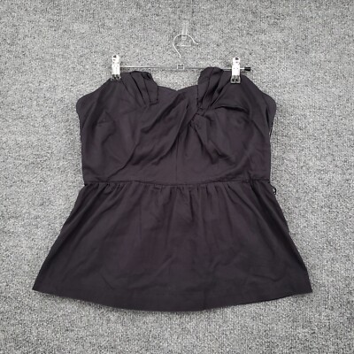Anthropologie Odille Top Womens 8 Black Peplum Strapless Zip Back Pleated Party