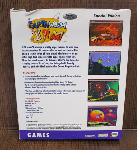Video Game PC EarthWorm Jim Special Edition 1998 NEW SEALED #5 Big Box see pics - Picture 2 of 4