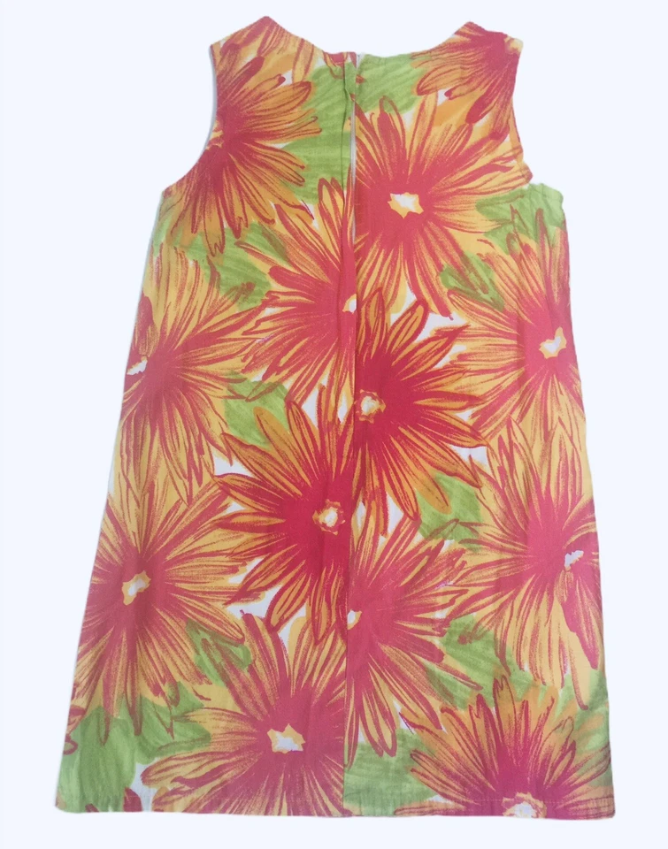 SWEET POTATOES Girl’s Orange Floral Cotton Sleeveless Shift Dress ~ Size 6X - Image 3 of 4