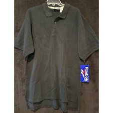 Reebok Polo Shirt Black Cotton Short Sleeve Casual Mens Size L