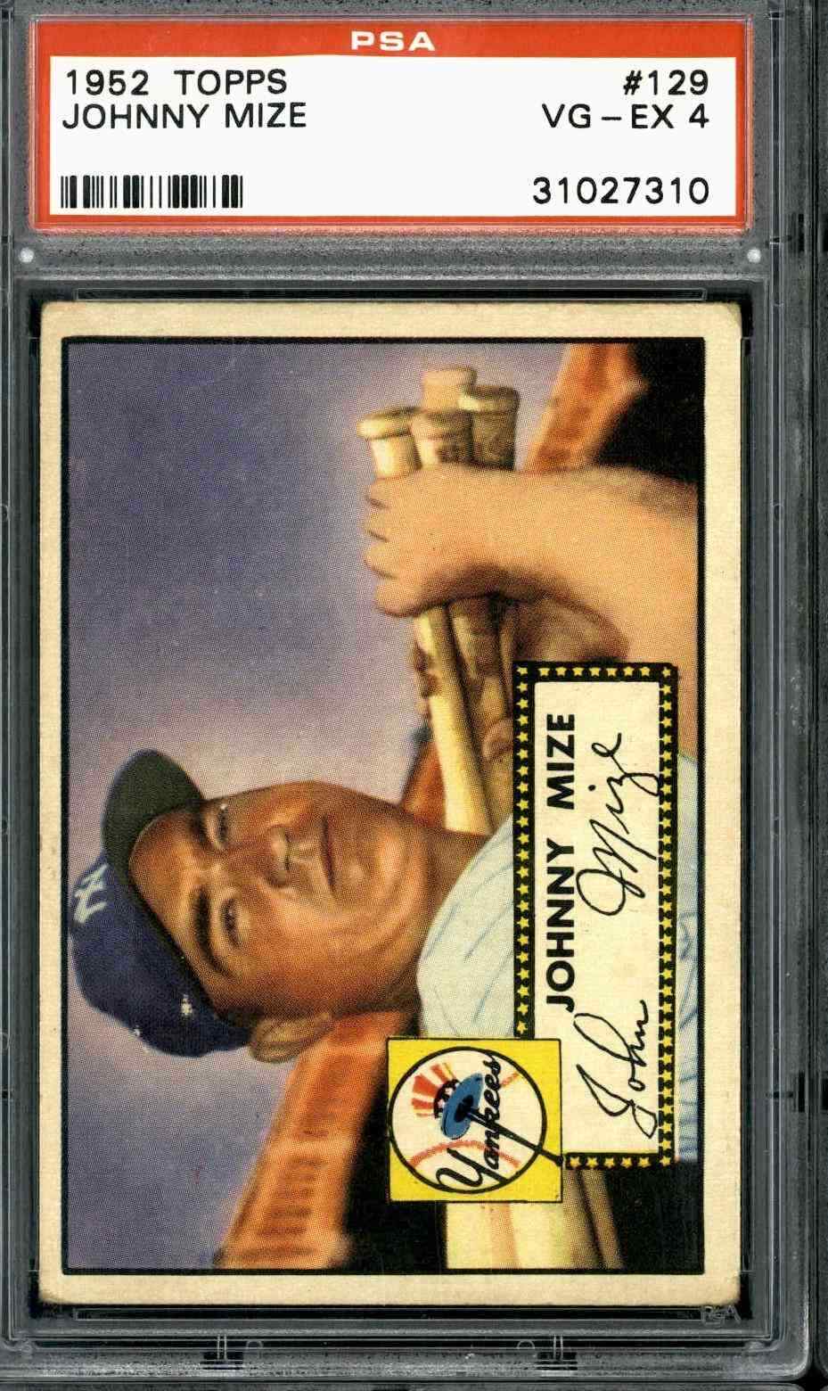 1952 Topps #129 Johnny Mize - PSA 4